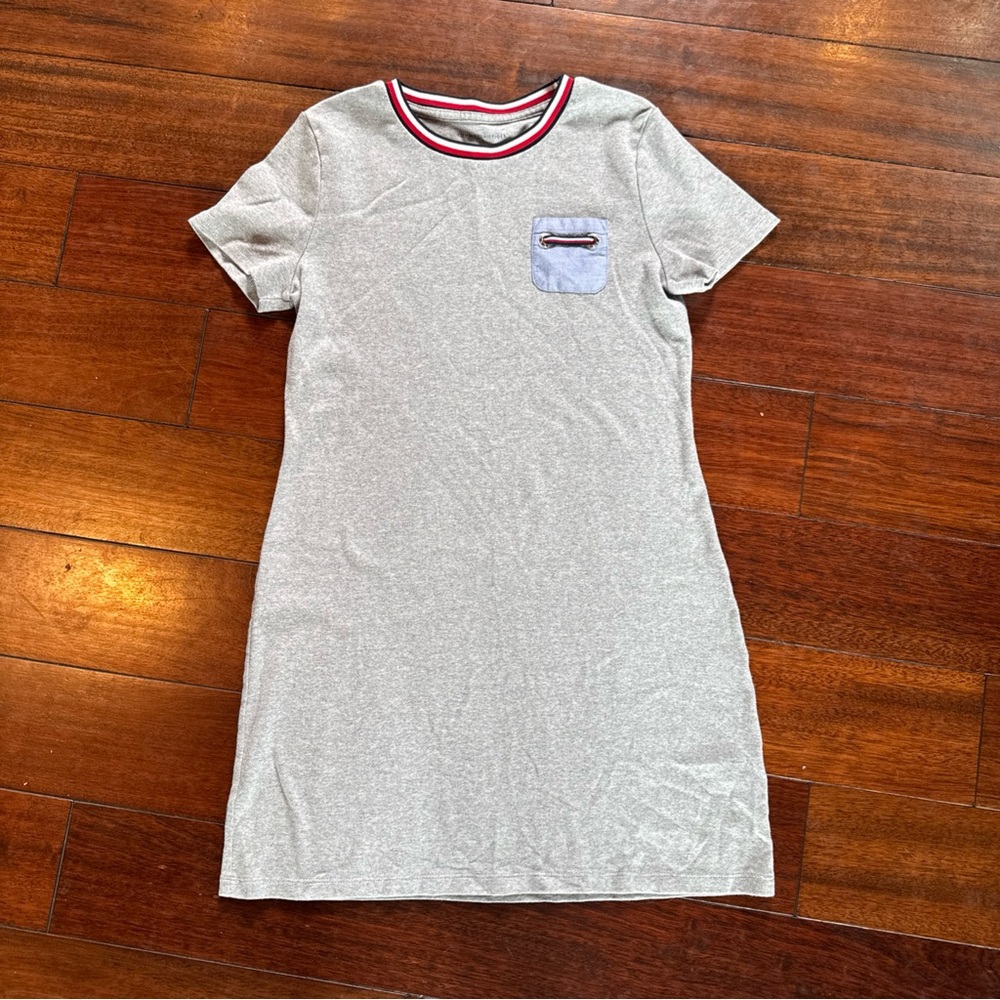 Tommy Hilfiger Med T-shirt Dress Gray Active Preppy Summer Athletic 4th Of July
